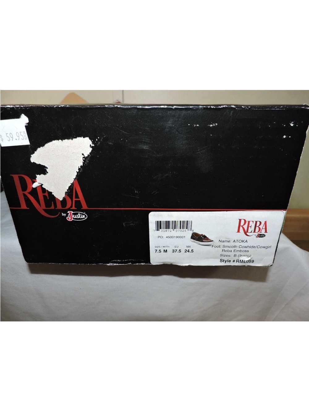 Reba by Justin Two Tone Brown Leather Shoes with Buckstitch Detail - Picture 6 of 6